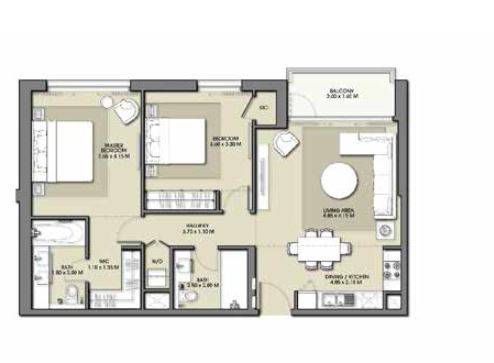 2 Beds 1030 Sq. Ft. Apartment in Emaar Park Point