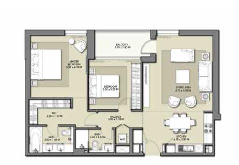 2 Beds 1088 Sq. Ft. Apartment in Emaar Park Point