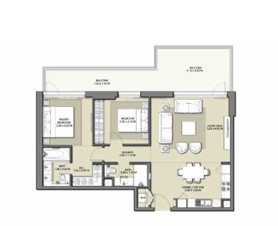 2 Beds 1224 Sq. Ft. Apartment in Emaar Park Point