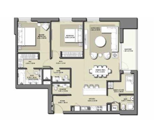 2 Beds 1365 Sq. Ft. Apartment in Emaar Park Point