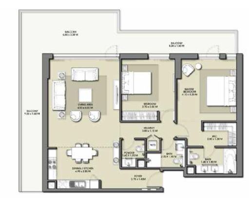 2 Beds 1768 Sq. Ft. Apartment in Emaar Park Point