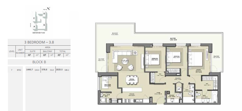 3 Beds 2025 Sq. Ft. Apartment in Emaar Park Point