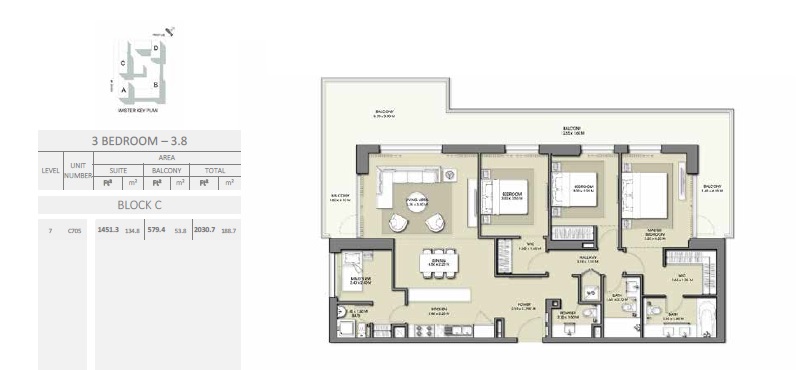 3 Beds 2030 Sq. Ft. Apartment in Emaar Park Point