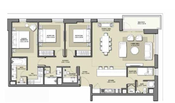 3 Beds 1477 Sq. Ft. Apartment in Emaar Park Point
