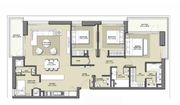 3 Beds 1541 Sq. Ft. Apartment in Emaar Park Point