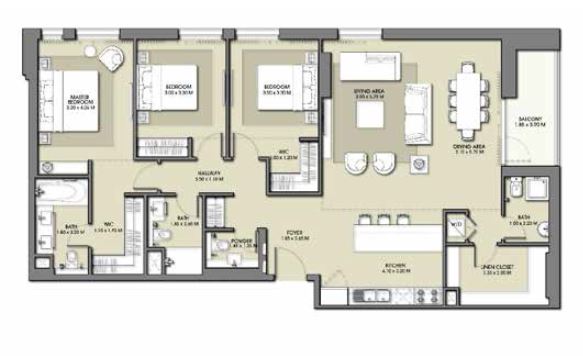 3 Beds 1603 Sq. Ft. Apartment in Emaar Park Point