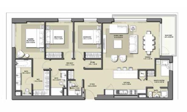 3 Beds 1619 Sq. Ft. Apartment in Emaar Park Point