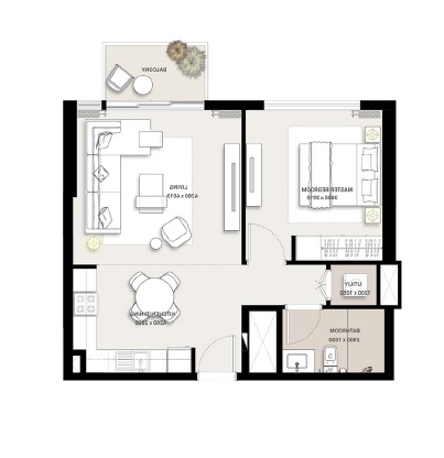 Emaar Park Ridge 1 Bed Layout