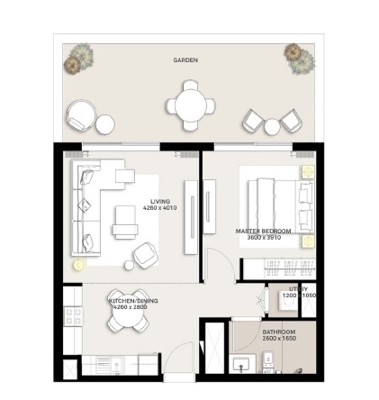 Emaar Park Ridge 1 Bed Layout
