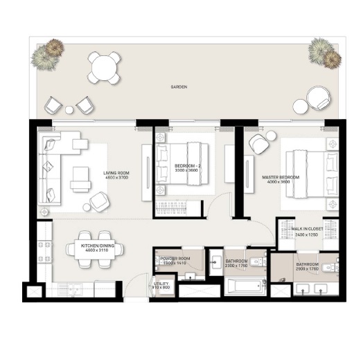 Emaar Park Ridge 2 Beds Layout
