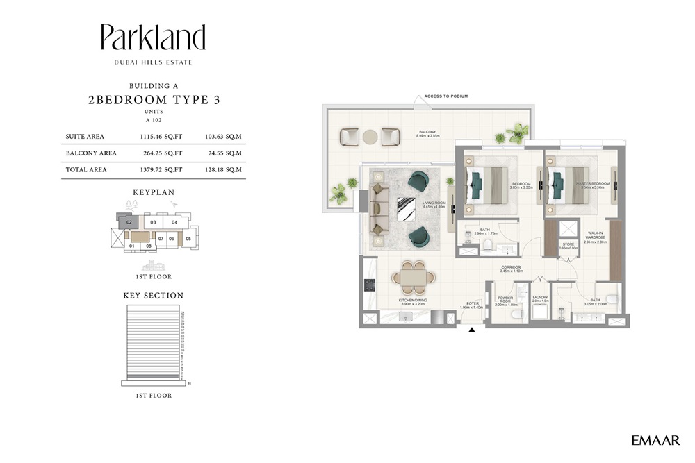 Emaar Parkland 2 Beds Layout