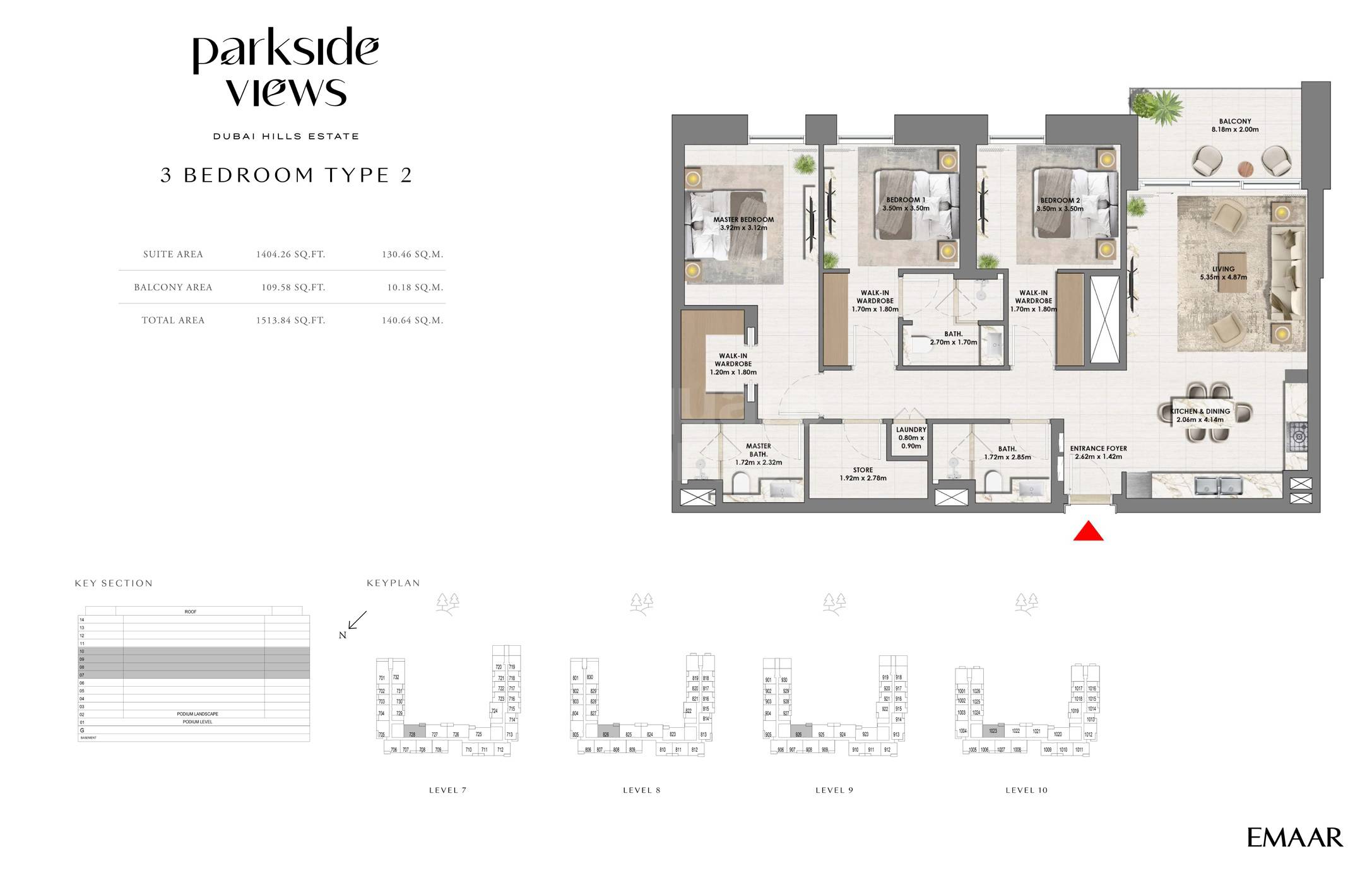 Emaar Parkside Views 3 Beds Layout