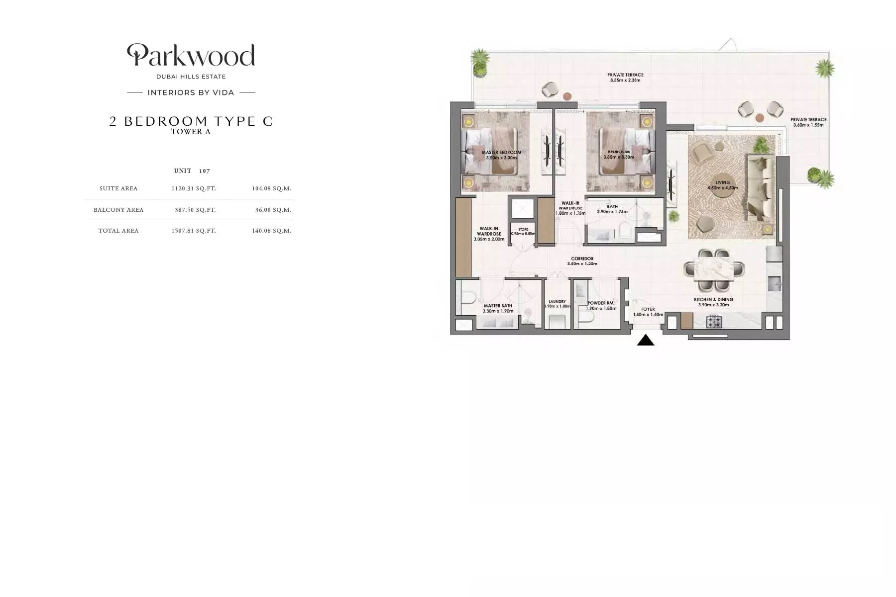 Emaar Parkwood 2 Beds Layout