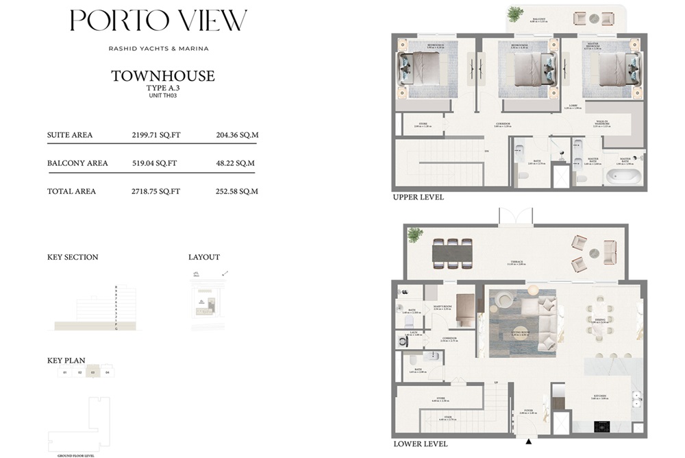 Emaar Porto View 3 Beds Layout