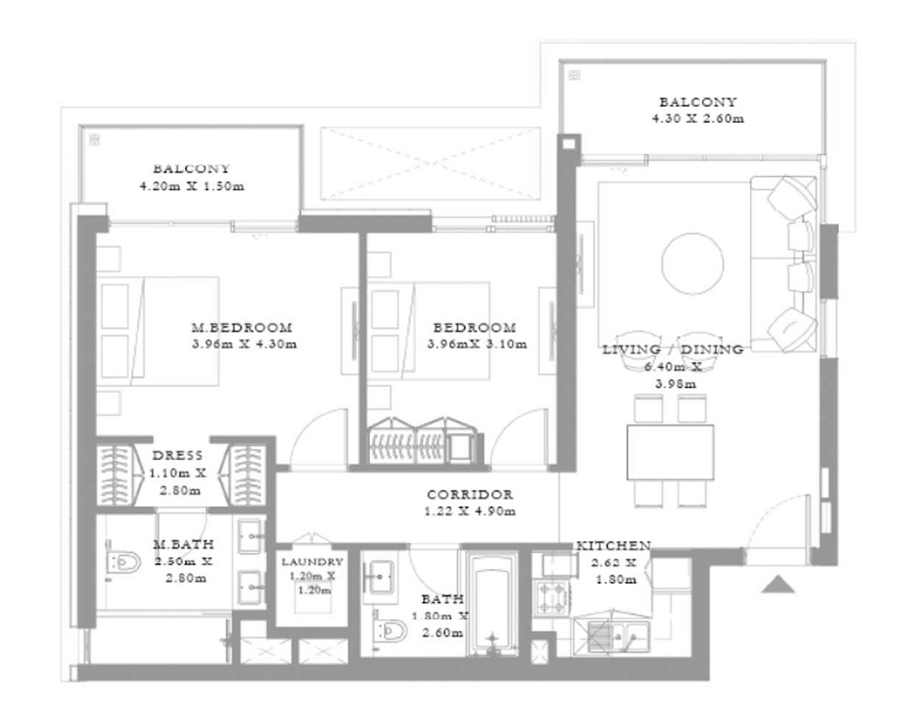Emaar Rashid Yacht And Marina Seagate 2 Beds Layout