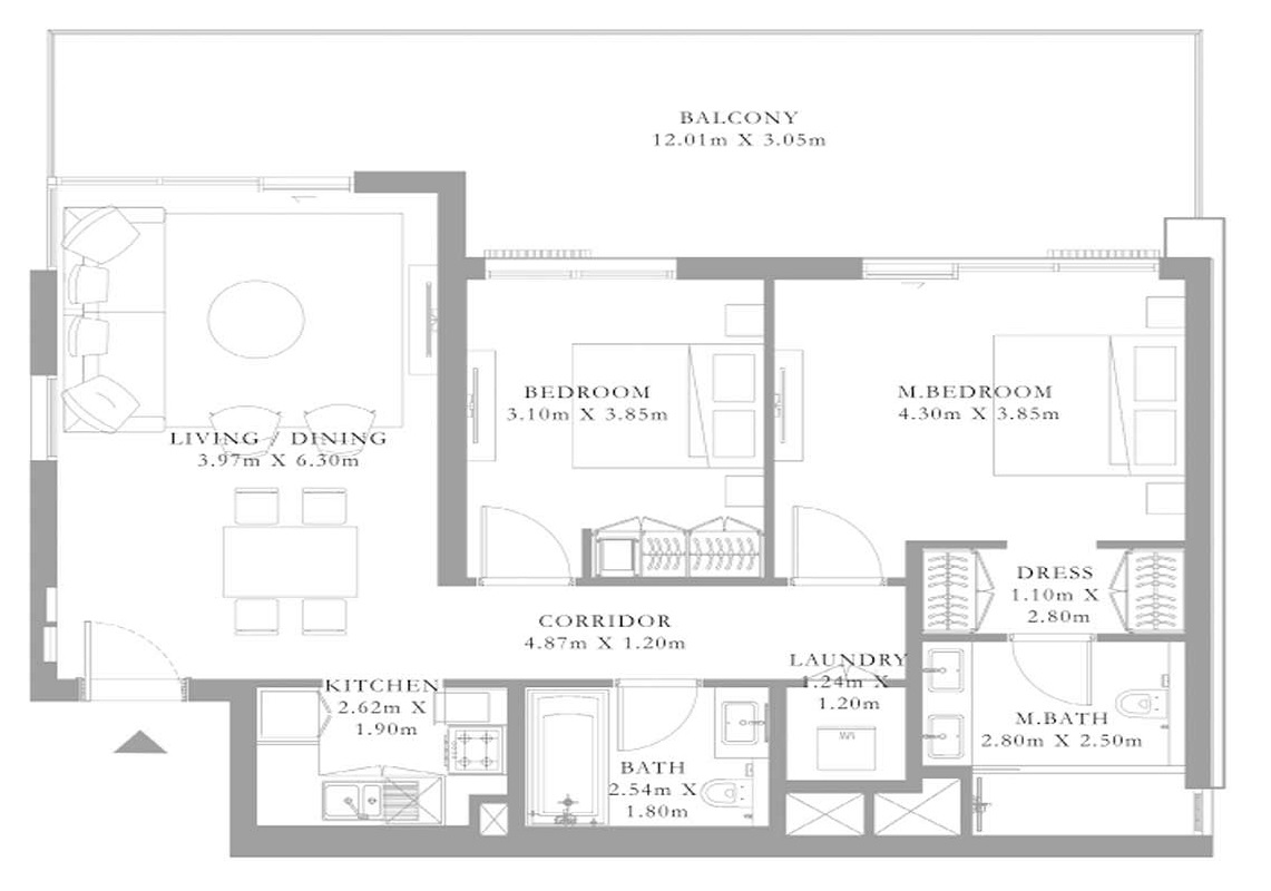 Emaar Rashid Yacht And Marina Seagate 2 Beds Layout