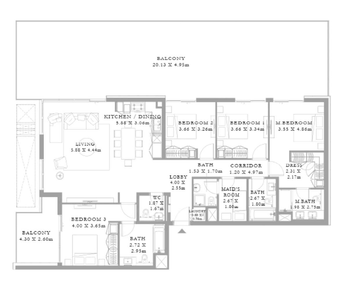 Emaar Rashid Yacht And Marina Seagate 4 Beds Layout