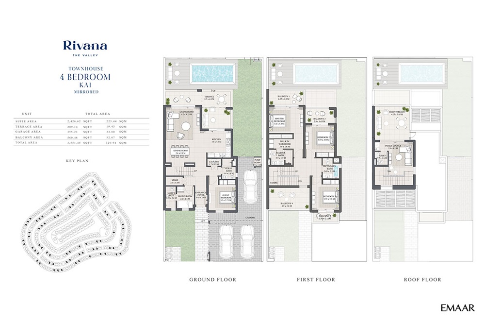 Emaar Rivana 4 Beds Layout