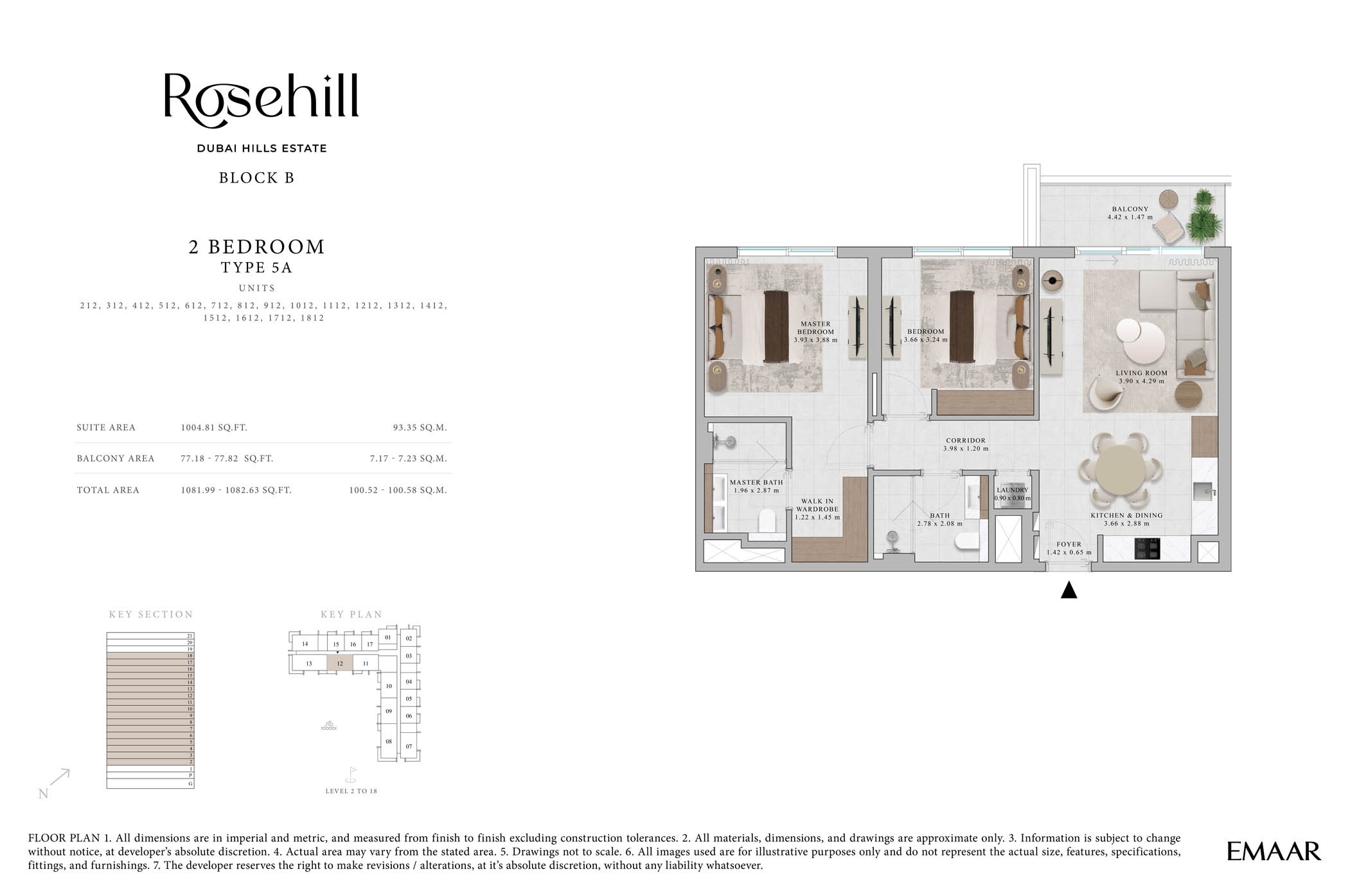 Emaar Rosehill 2 Beds Layout