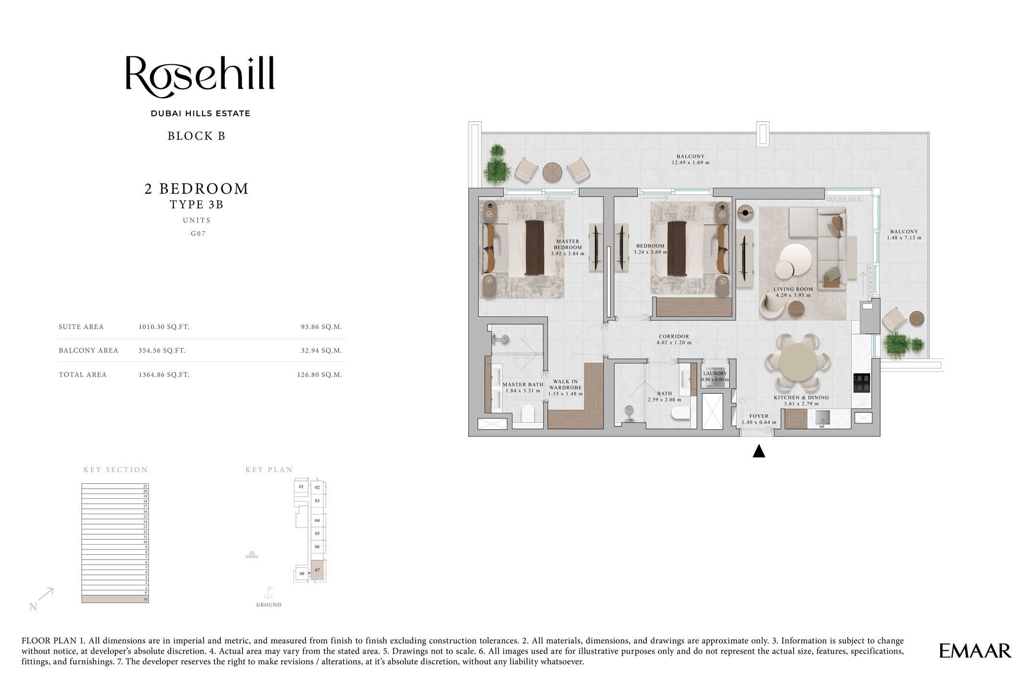 Emaar Rosehill 2 Beds Layout