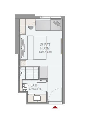 Emaar Rove City Walk 1 Bed Layout