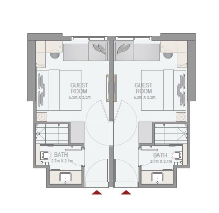 Emaar Rove City Walk 2 Beds Layout