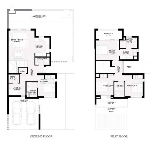 4 Beds 2403 Sq. Ft. Townhouse in Emaar Ruba Phase 2