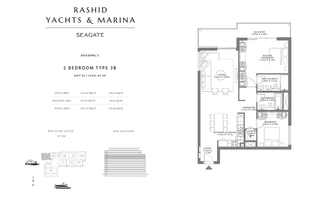 Emaar Seagate 2 Beds Layout