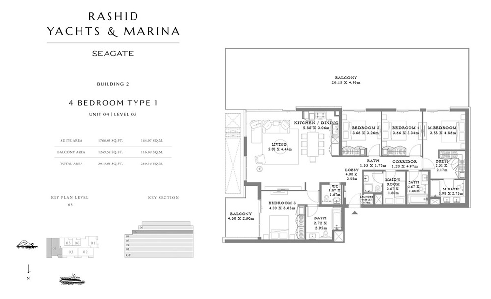 Emaar Seagate 4 Beds Layout