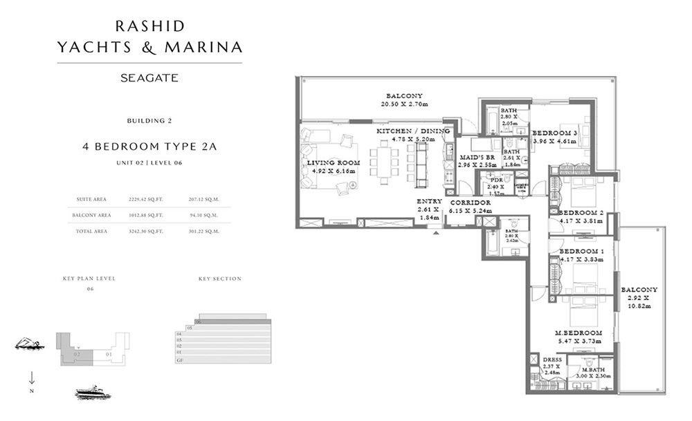 Emaar Seagate 4 Beds Layout