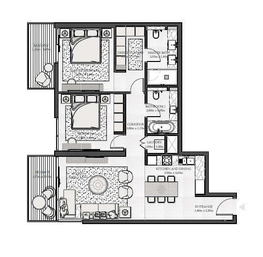 2 Beds 1194 Sq. Ft. Apartment in Emaar Seashore