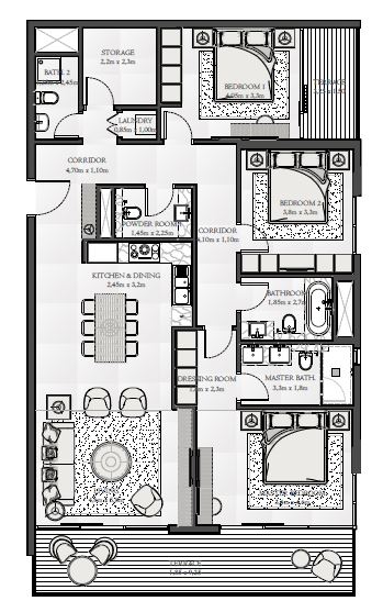 3 Beds 3024 Sq. Ft. Apartment in Emaar Seashore