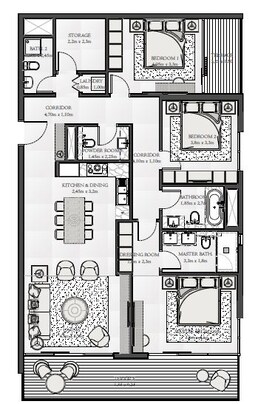 3 Beds 3024 Sq. Ft. Apartment in Emaar Seashore
