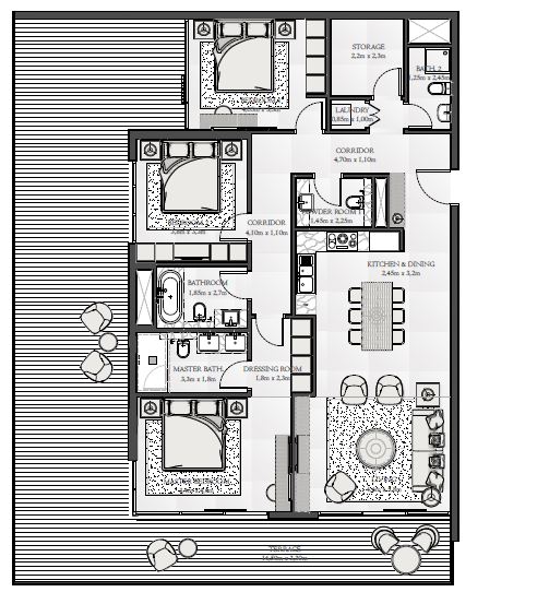 3 Beds 2624 Sq. Ft. Apartment in Emaar Seashore