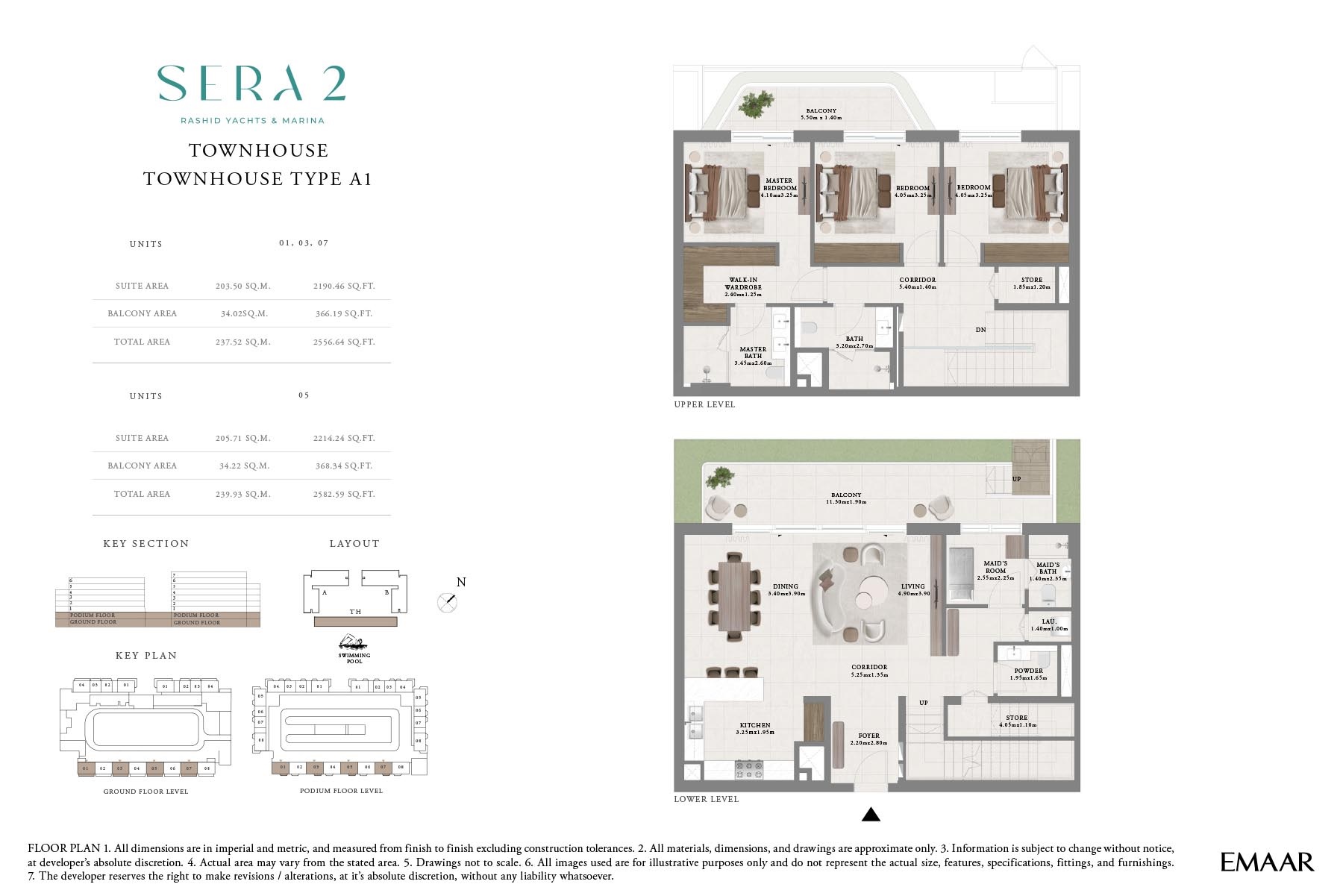 Emaar Sera 2 3 Beds Layout