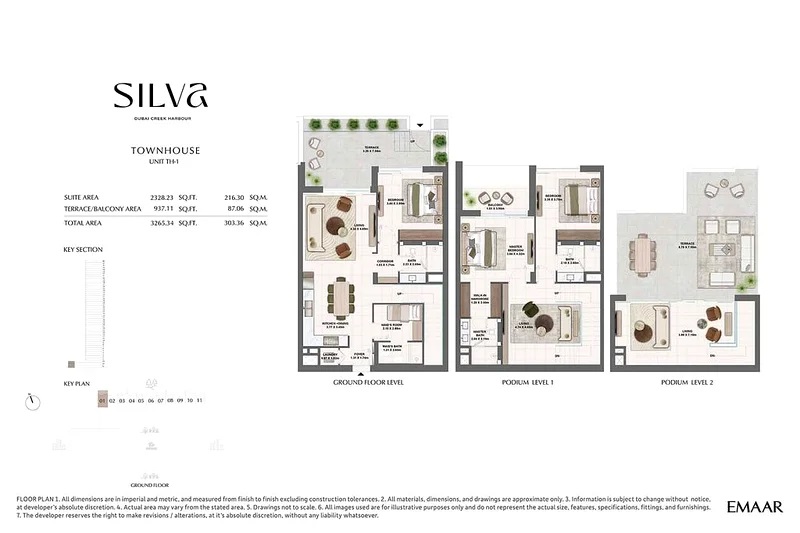 Emaar Silva 3 Beds Layout