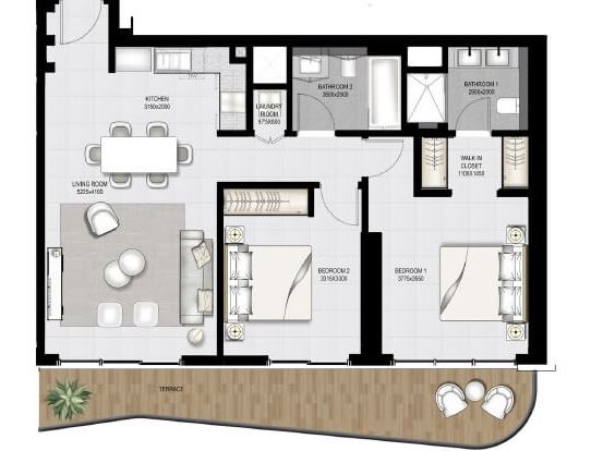 2 Beds 1147 Sq. Ft. Apartment in Emaar South Beach