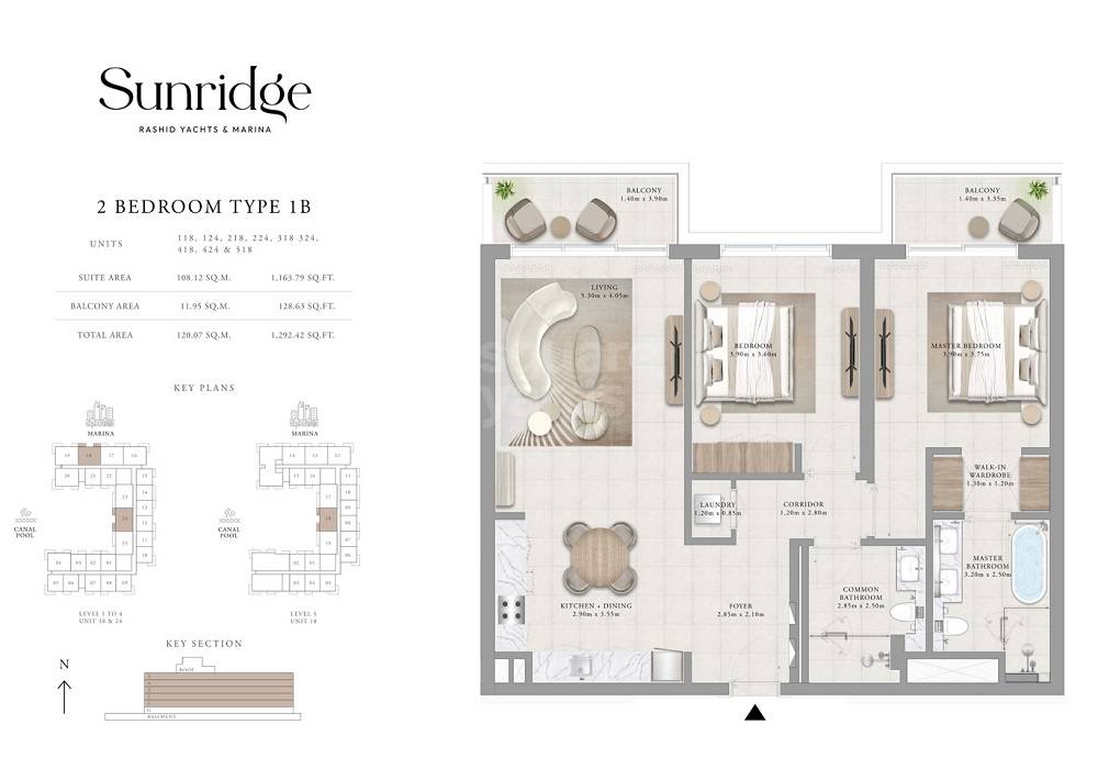 Emaar Sunridge 2 Beds Layout