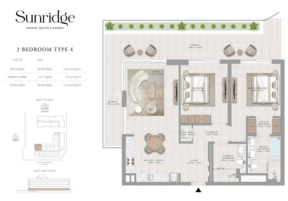 Emaar Sunridge 2 Beds Layout