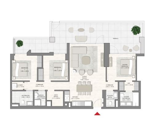 Emaar Sunset Creek Beach 3 Beds Layout