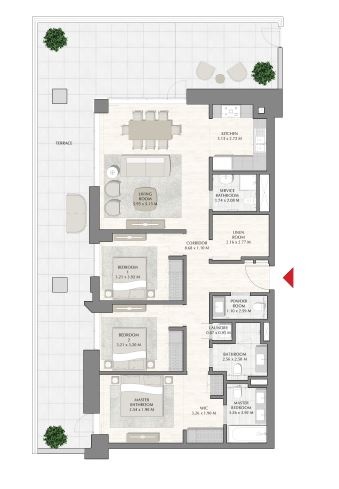 Emaar Sunset Creek Beach 3 Beds Layout