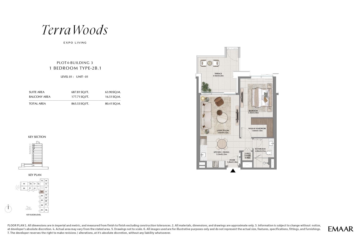 1 Bed 865 Sq. Ft. Apartment in Emaar Terra Woods