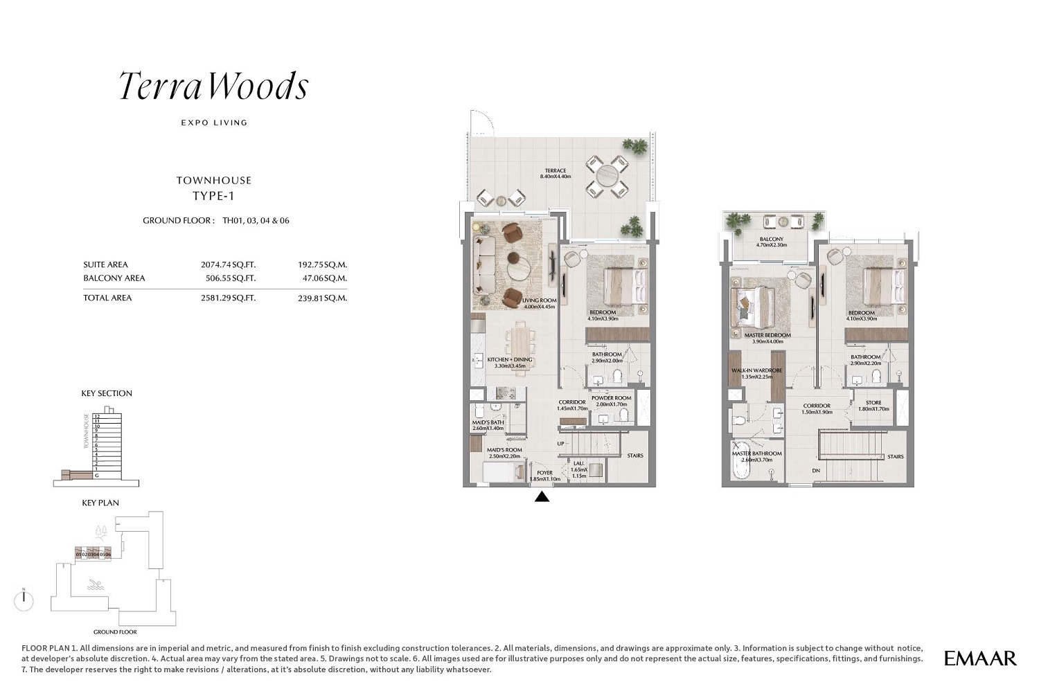 3 Beds 2581 Sq. Ft. Townhouse in Emaar Terra Woods