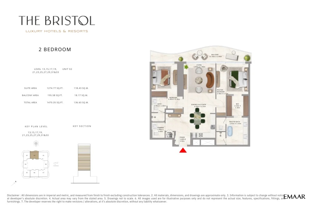 2 Beds 1470 Sq. Ft. Apartment in Emaar The Bristol
