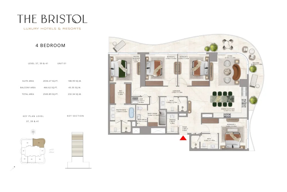 4 Beds 2501 Sq. Ft. Apartment in Emaar The Bristol