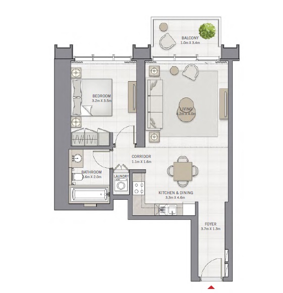 Emaar The Grand 1 Bed Layout