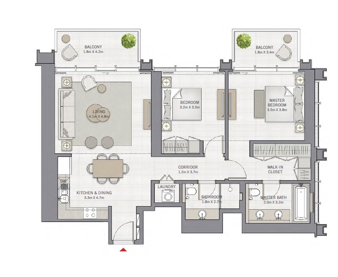 Emaar The Grand 2 Beds Layout