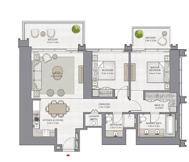 Emaar The Grand 2 Beds Layout