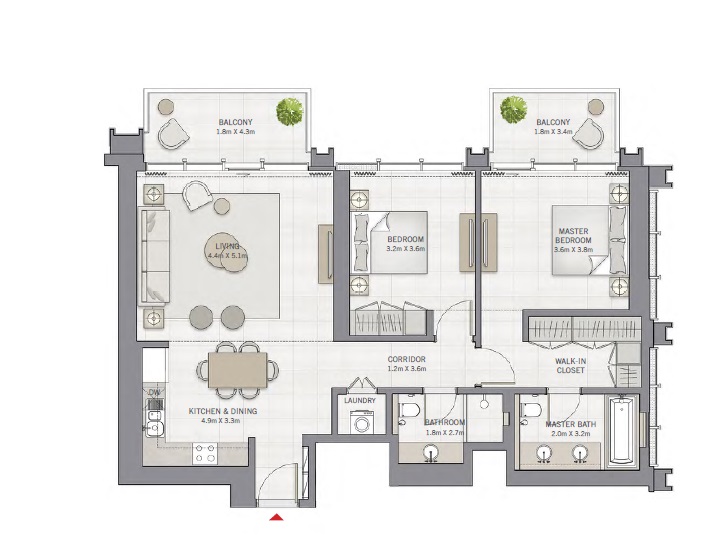 Emaar The Grand 2 Beds Layout