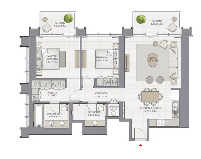 Emaar The Grand 2 Beds Layout